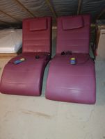 2er-Set Massage-Relaxliegen Weinrot mit Fernbedienung