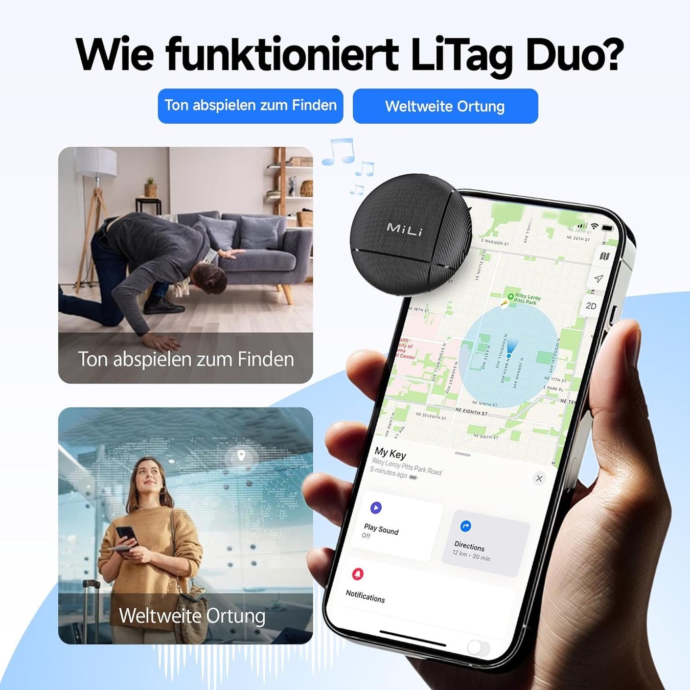 Portachiavi: Smart Tracker LiTag Duo Schlüssel Finder – Nuovo e nell'imballaggio originale da Suhr venduto da SchnapperCH 2