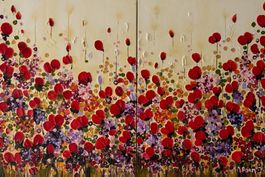 Tableau peinture fleurs Asan occasion bon état