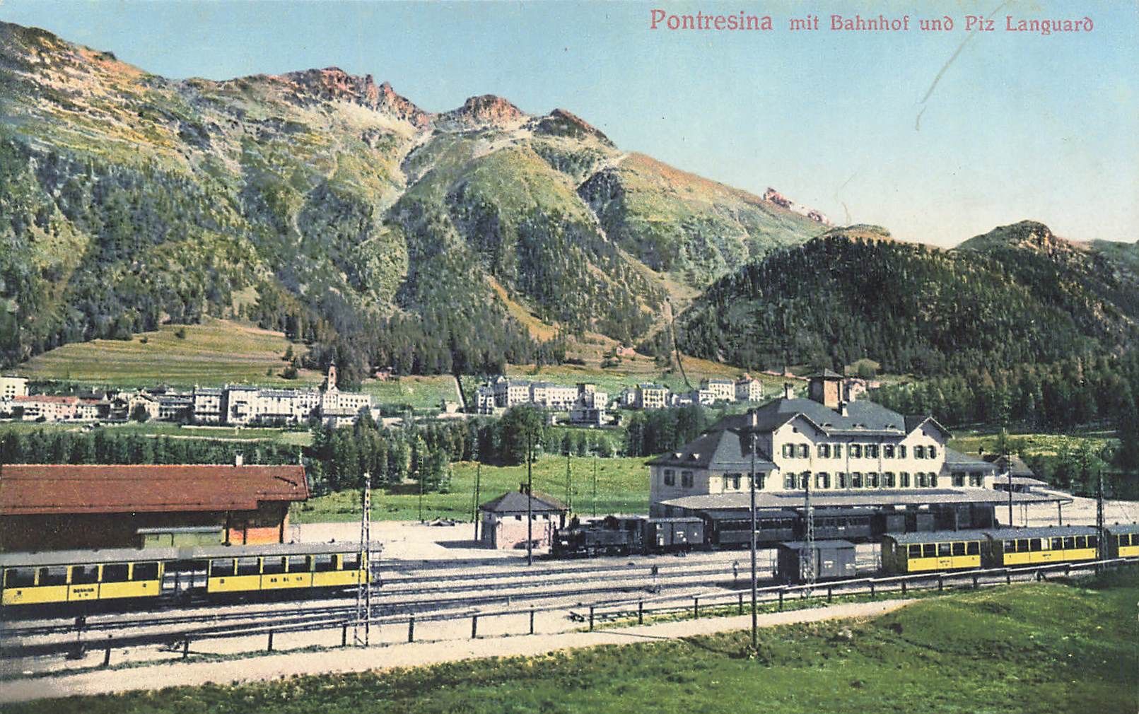 Cartoline postali: Pontresina Bahnhof Zug Eisenbahn – Usato da Biasca venduto da Blenio71