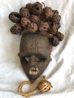 Afrikanische Tribestammmaske SALAMPASA DR Kongo Holz, Kupfer