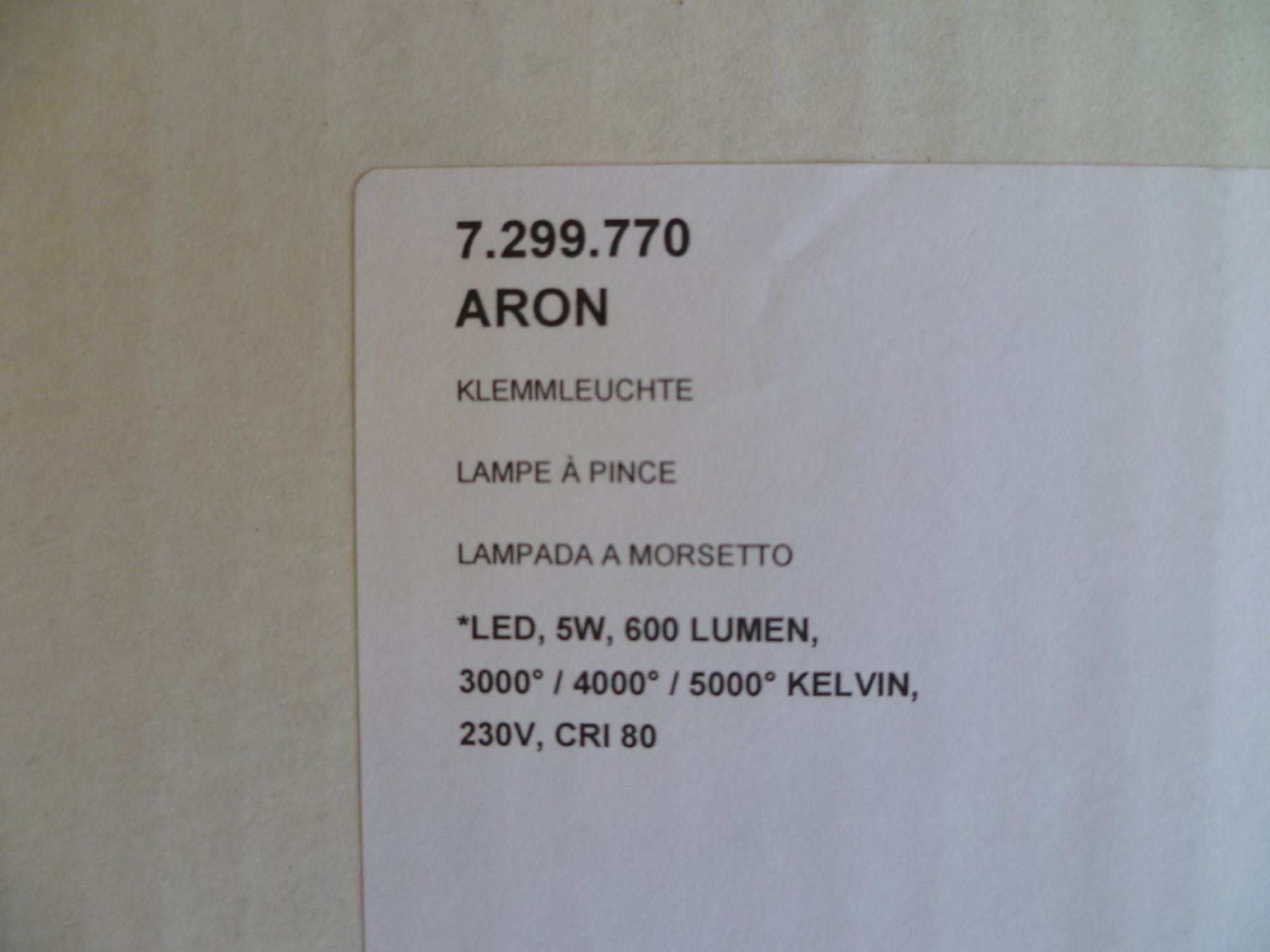 Lampade: ARON TISCH-KLEMMLEUCHTE LED – Nuovo e nell'imballaggio originale da Safenwil venduto da universum78 2