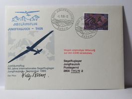 Brief , Jubiläumsflug  Jungfraujoch - Thun , 50 Jahre