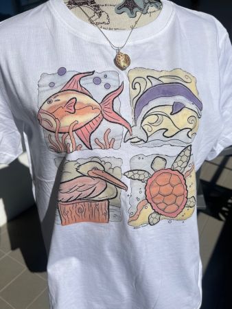 T‘Shirt „Sea Squares“ Magic, Delfin-Fisch-Schildkröte