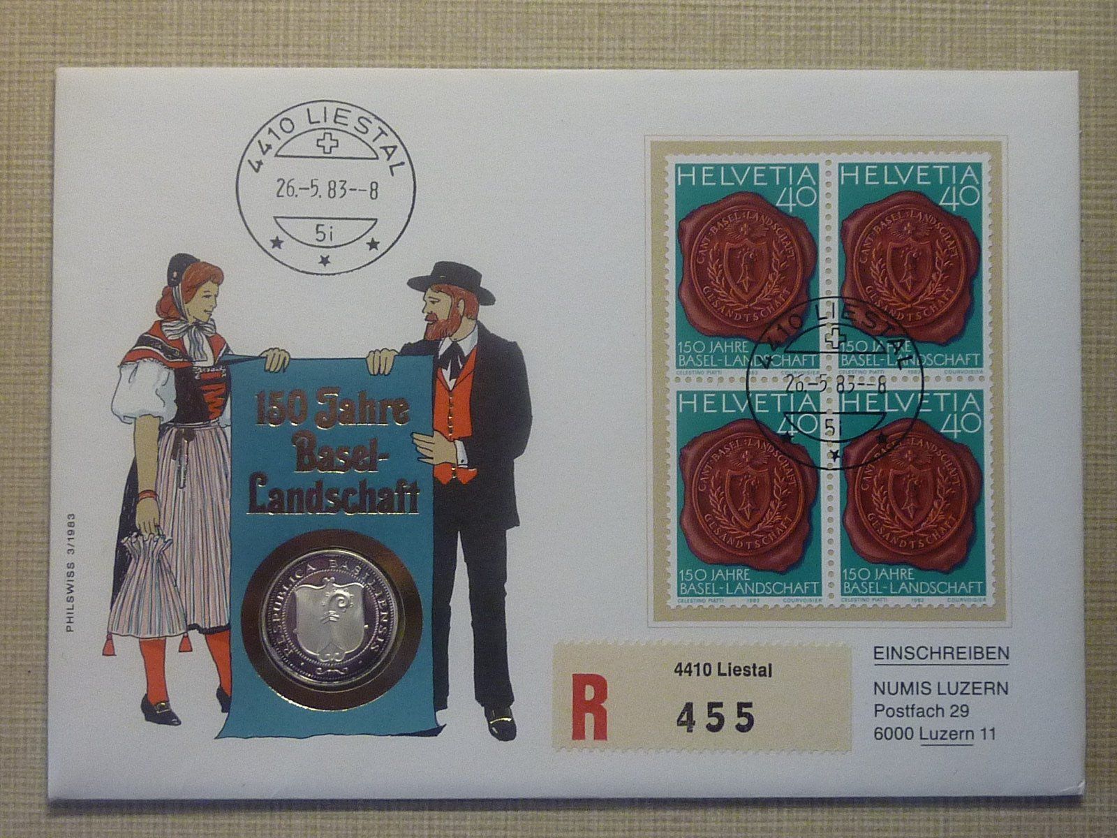 Tutti le monete: 150 Jahre Basellandschaft 1833 - 1983 – Nuovo e nell'imballaggio originale da Seon venduto da aee_7gpz