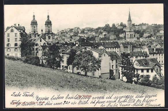 Ansichtskarten: AK St. Gallen, Teilansicht mit Kirche – Gebraucht aus Berlin von bartko-reher