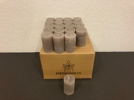 Kerzen Restposten Box, 24 Stück a je 6 x 10 cm, Taupe