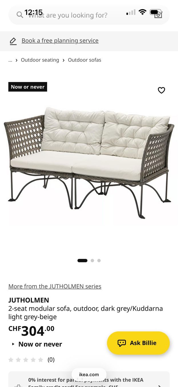 Ikea Divani: Ikea Jutholmen 2-seat Modular Outdoor Sofa, Dark Grey – Usato da Cham venduto da seb_tl7j