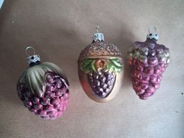 3 Vintage Glas Christbaumschmuck/Kugeln *Trauben*