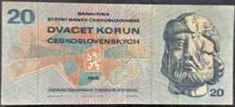 20 Tschechoslowakische Kronen Banknote, Jahrgang 1970!