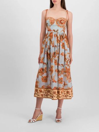 Bustier Cotton Blend Midi Dress