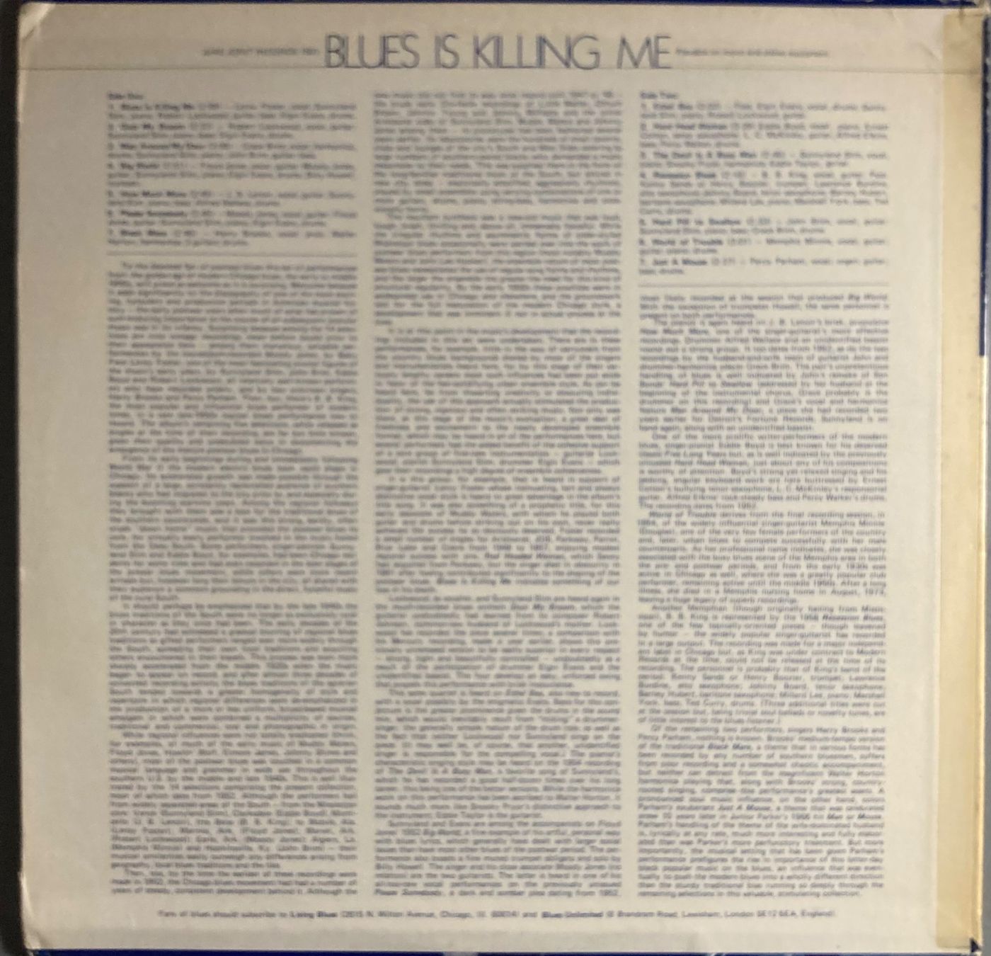 Dischi in vinile: DIVERS ARTISTES - BLUES IS KILLING ME – Usato da Poliez-Pittet venduto da Newtown-Records 1