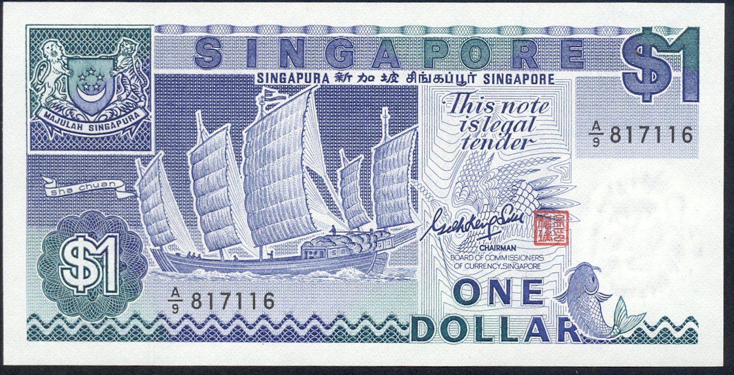 Banknoten: Singapur 1 Dollar 1987 P-18a UNC – Neu (gemäss Beschreibung) aus Schliern b. Köniz von pizzitaxi