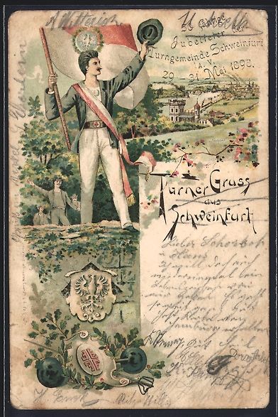 Cartoline postali: Litho Schweinfurt, 50. Jubelfeier der Tu – Usato da Berlin venduto da bartko-reher