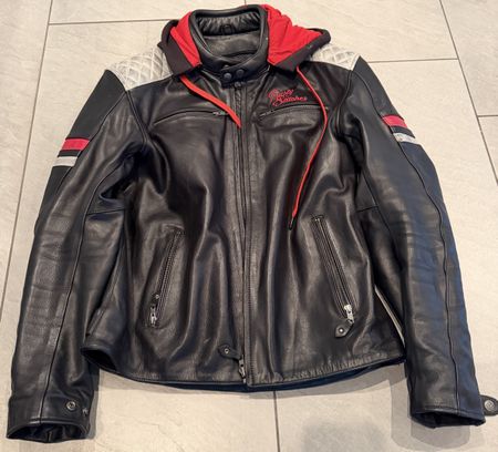 Leder Motorradjacke Rusty Stitches, schwarz, XXL