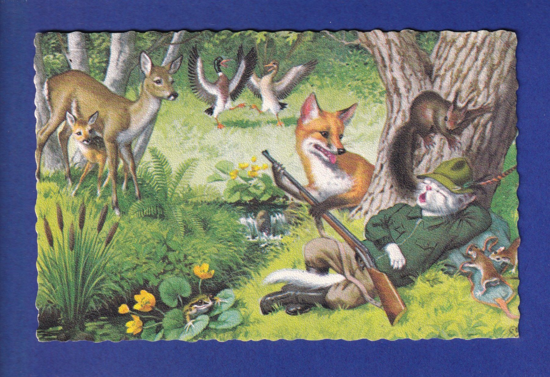 Cartoline postali: CHAT sachant chasser ? - Chat humanisé – Usato da Pully venduto da nicecards-shop