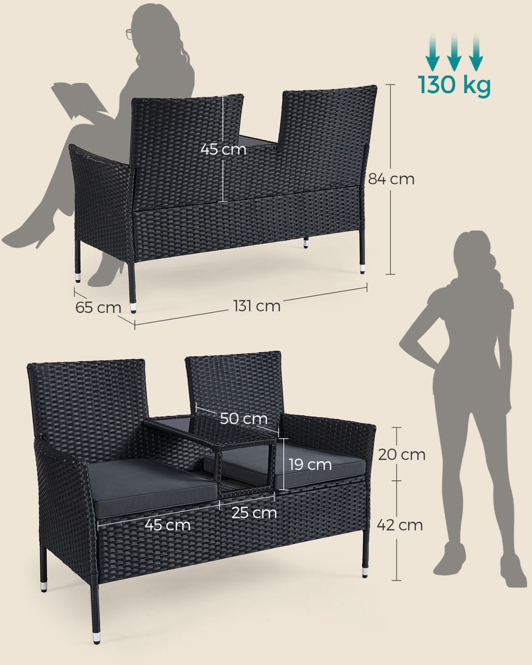 Set di tavolo e panche: Balkonmöbel aus PE-Polyrattan – Nuovo e nell'imballaggio originale da Lachen SZ venduto da MAMORU-MOEBEL 5