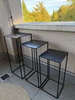Set of 3 Decorative Plant Stands – Black Metal