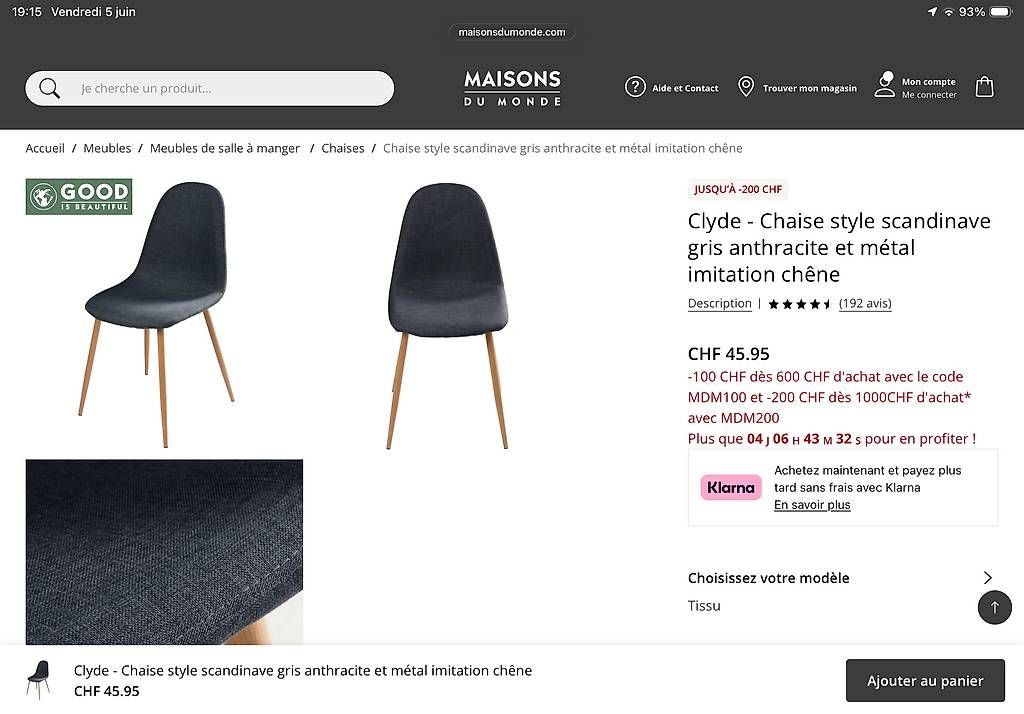 Chaises: Lot 5 chaises Maison du Monde – D'occasion à Lourtier par mgi_mtj5 3
