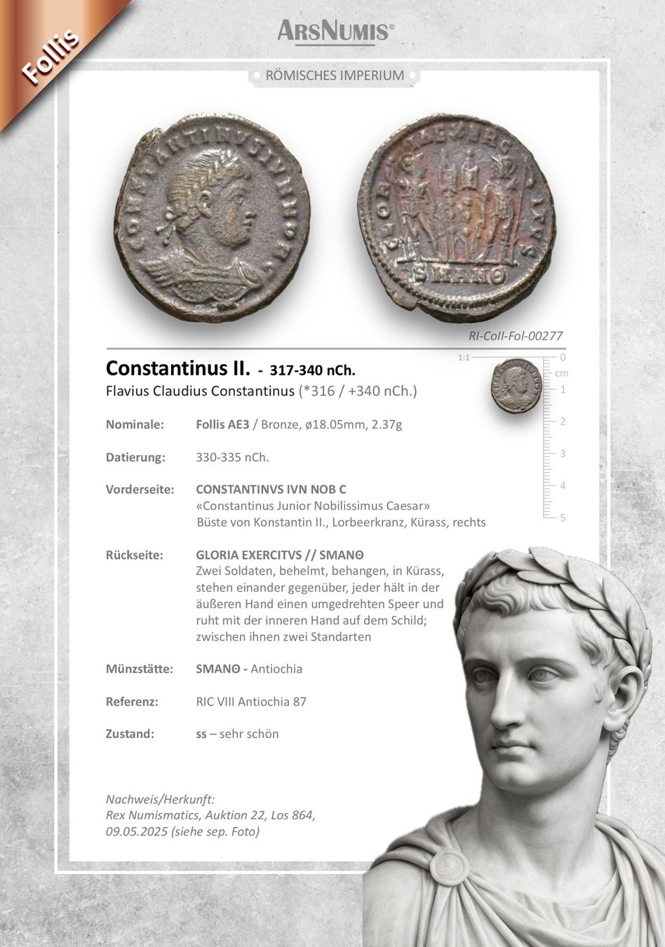 Tutti le monete: Römische Münze - Constantinus II – Usato da Oberwil b. Zug venduto da ArsNumis 4
