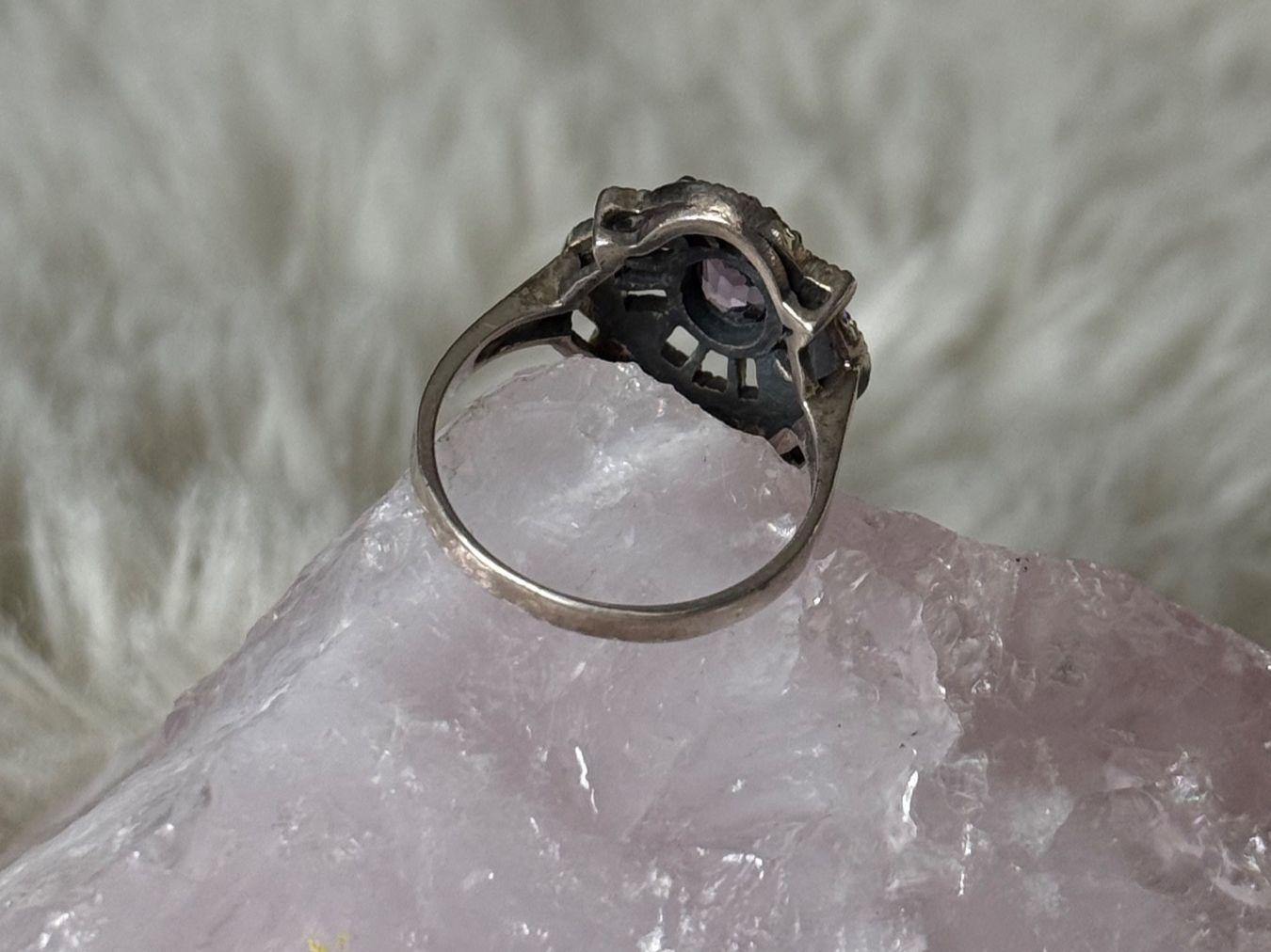 Anelli: Vintage Silberring 925 mit lila Stein – Usato da Istighofen venduto da Ringparadies 2