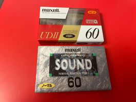 2 x MAXELL UD-II 60 Chrom und SOUND-60 Audio Kassetten