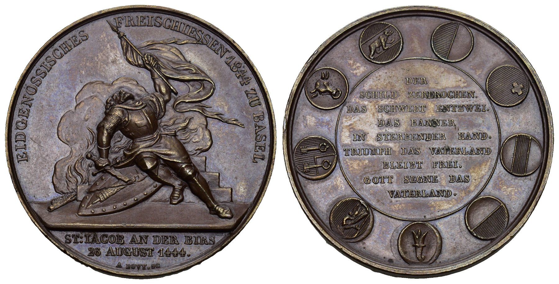 Medaillen: Basel 1844 – Gebraucht aus Bern von numismatictops