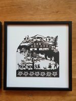 8 Scherenschnitt Bilder schwarz / weiss gerahmt 23,5 x 23 cm