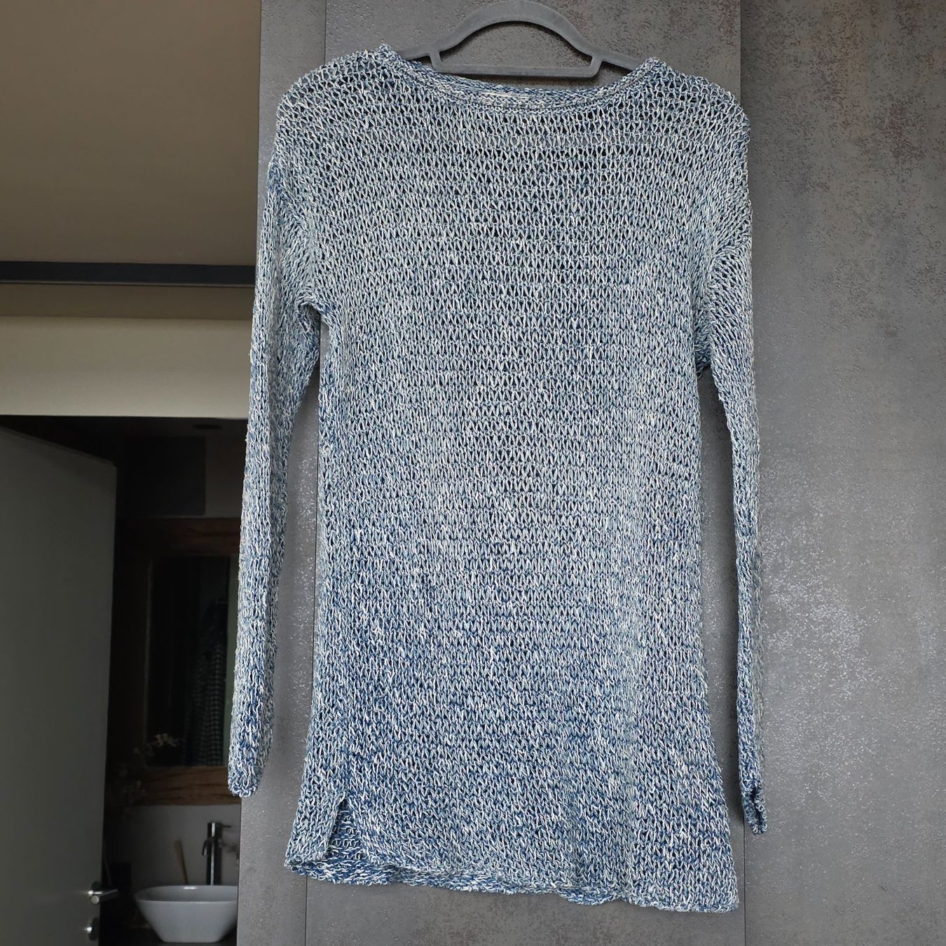 Maglioni & Felpe: 🐸 DENIM & CO LEINEN STRICKPULLOVER PULLOVER BLAU WEISS M – Usato da Môtier (Vully) venduto da Frogs