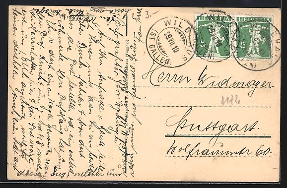 Ansichtskarten: AK Wildhaus, Pension Aker, 1910 – Gebraucht aus Berlin von bartko-reher 1