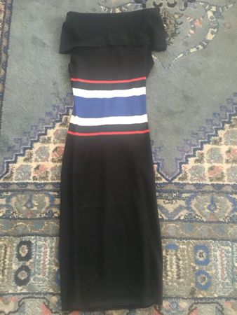 Robe longue noire bleu blanche rouge