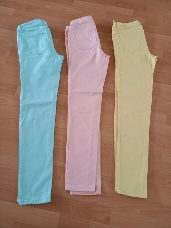 3x Damenhosen, pastellfarben in Grösse 38 von bonprix