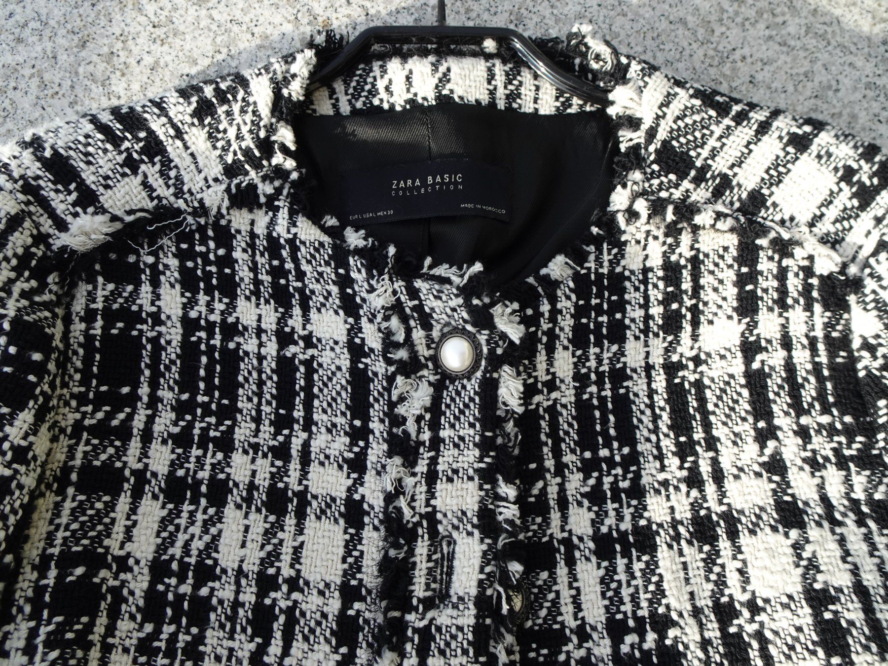 Zara Giacche: Zara Basic Blazer Jacke Boucle schwarz weiss Gr. L 40 – Usato da Winterthur venduto da blumeblau77 3