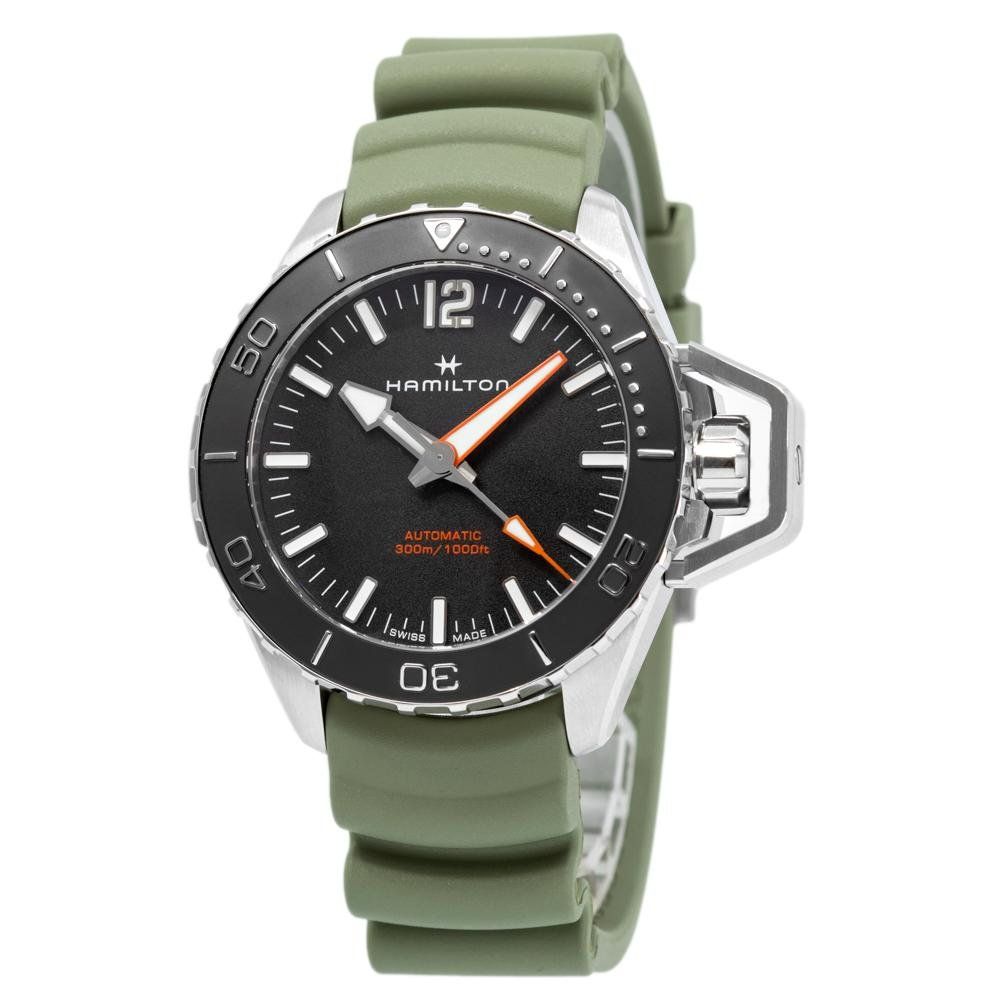 Hamilton Orologi: Hamilton Men's H77825331 Khaki Navy Frogman Auto – Nuovo e nell'imballaggio originale da Schindellegi venduto da harveystore