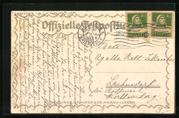 Cartoline postali: Litho Aarau, Eidgenössisches Schützenf – Usato da Berlin venduto da bartko-reher 1