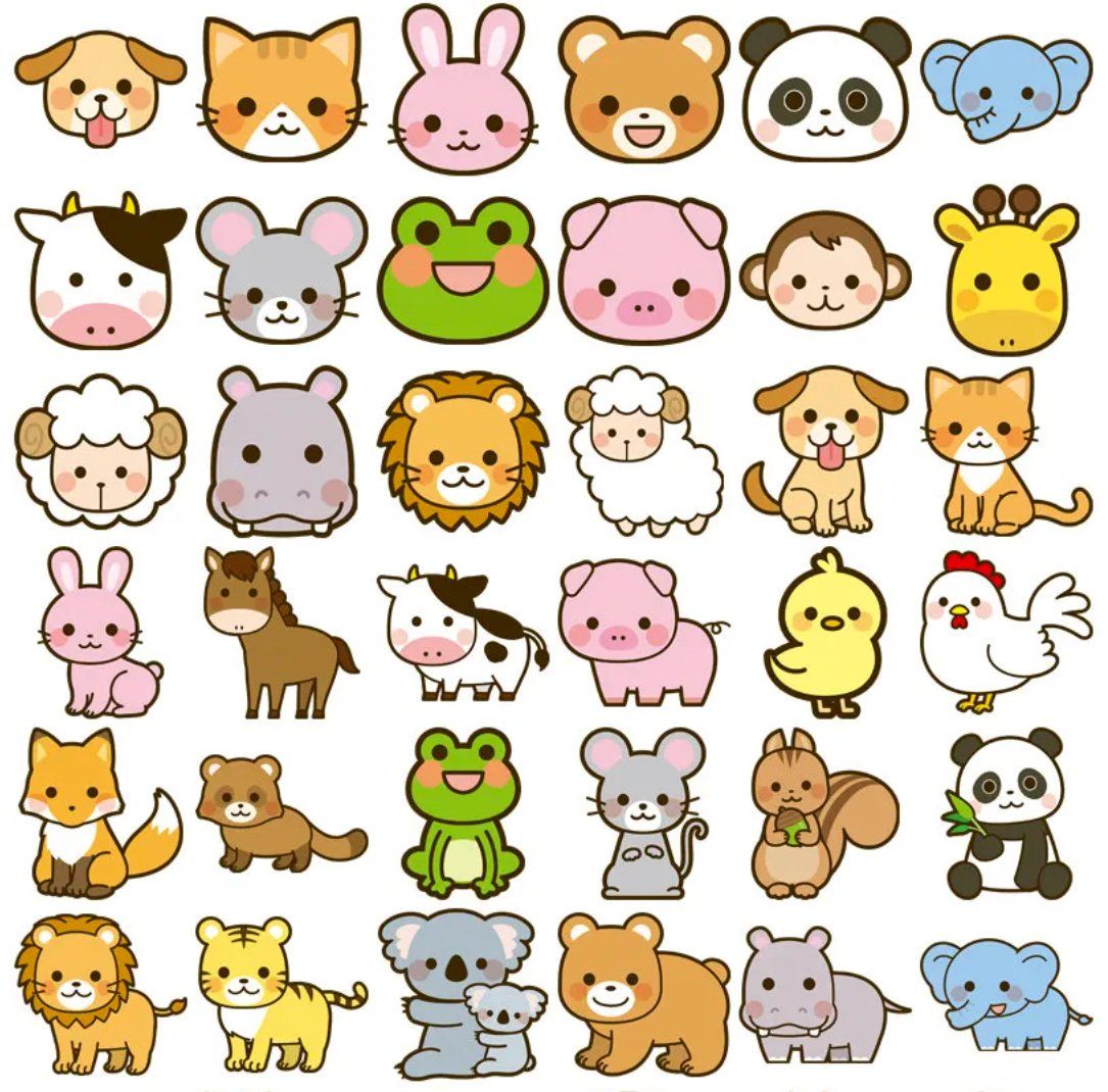 100 Stk. Aufkleber/Sticker - Süsse Cartoon Tiere (Neu und ...