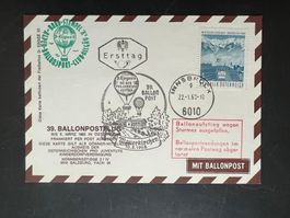 Ballonpost Ö. Karte Mauerkirchen Innsbruck 1960 Luxus (V395)
