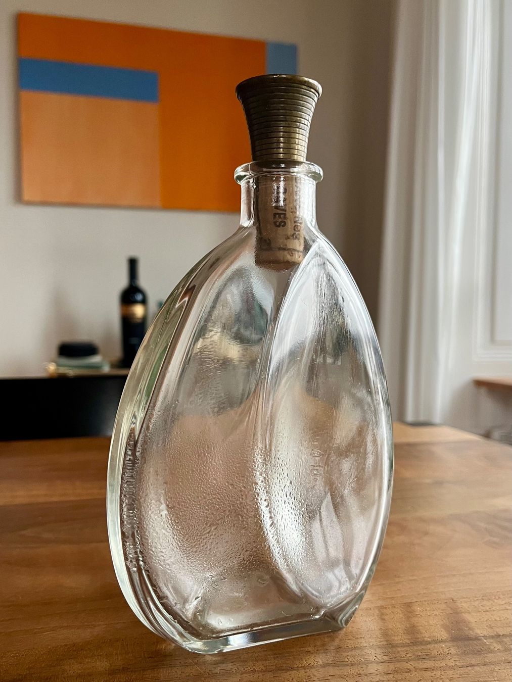 Karaffen: Vintage Whisky Karaffe Glas Messing 60er – Gebraucht aus Luzern von ppok
