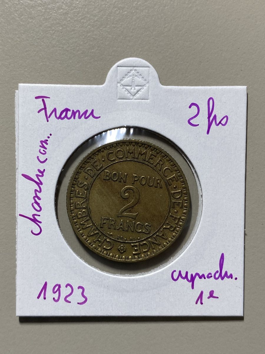 Alle Münzen: France - 2 francs - Chambre commerce - 1923 – Gebraucht aus Payerne von Mike1682