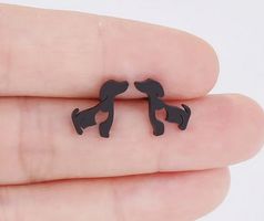 OHRSTECKER, HÜNDLI, SCHWARZ, EDELSTAHL NEU