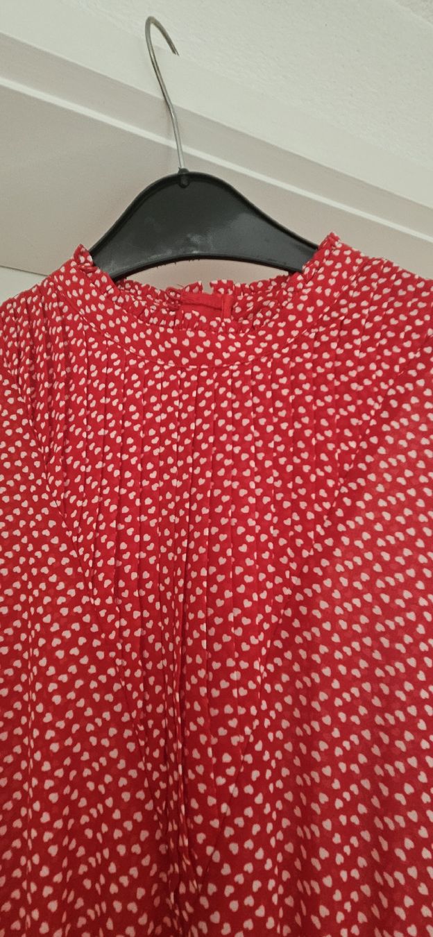 Vestiti: Kleid, OBJECT, rot mit weissen Herzen, Langarm – Usato da Weggis venduto da Julijulilalaa 1
