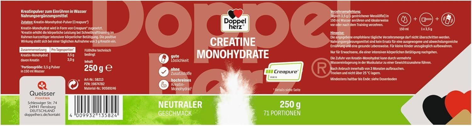 Cibi & Specialità: Doppelherz Creatine Monohydrate Creapure 250g – Nuovo e nell'imballaggio originale da Suhr venduto da SchnapperCH 2