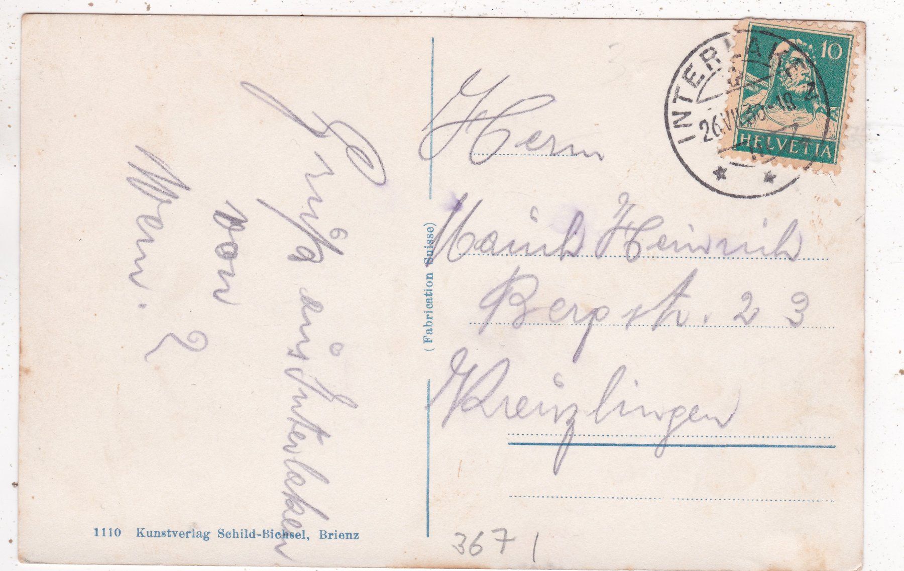 Ansichtskarten: Thunersee Thun Berner Oberland 1930 – Gebraucht aus Herisau von Lisegrat2008 1