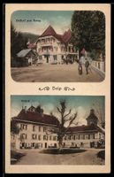 AK Belp, Gasthof zum Kreuz mit Passanten, Schloss