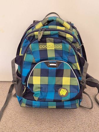 Coocazoo Schulrucksack kariert (Blau/Grün)