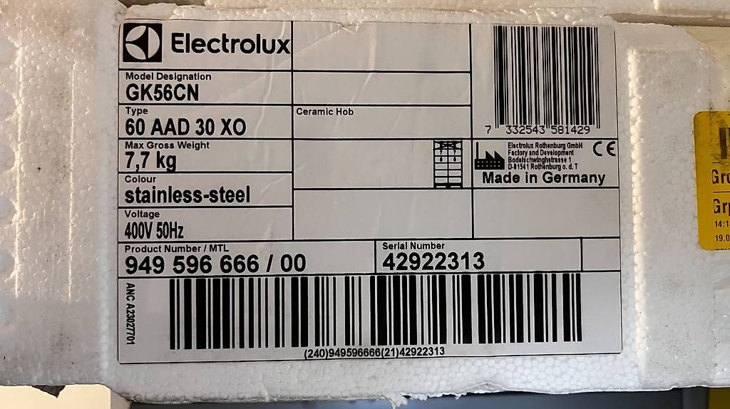 Servierplatten: Electrolux GK56CN Glaskeramik-Kochfeld  400V – Gebraucht aus Aarau von fij_wn2r