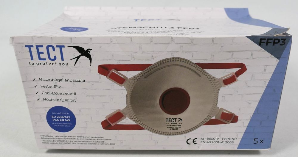 5er Pack Tect Atemschutzmasken FFP3 (Neu (gemäss Beschreibung)) in ...