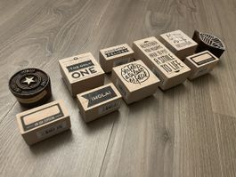 tampons en bois - Idéal pour le scrapbooking ES/EN