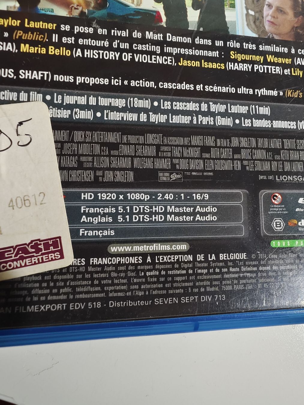 Tutti i DVDs: Taylor Lautner - Identité Secrète Blu-ray FR-EN – Usato da La Tour de Peilz venduto da Dejobokin 2
