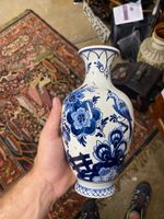 Vase blauweiss Porzellan mit Vogelmotiv guter Zustand